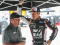 May 26, 2018: Monster Energy NASCAR Cup Series driver Clint Bowyer (14) waits out a rain delayed Coca-Cola 600 practice with his team. Concord, NC  Jonathan Huff/CSM