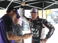 May 26, 2018: Monster Energy NASCAR Cup Series driver Clint Bowyer (14) waits out a rain delayed Coca-Cola 600 practice with his team. Concord, NC  Jonathan Huff/CSM