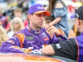 May 27, 2018: Monster Energy NASCAR Cup Series driver Denny Hamlin (11) talks with his crew chief before the Coca-Cola 600 in Concord, NC.  Jonathan Huff/CSM