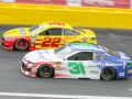 May 27, 2018: Monster Energy NASCAR Cup Series drivers Ryan Newman (31) and Joey Logano (22) race for position off of turn four during the Coca-Cola 600 in Concord, NC.  Jonathan Huff/CSM