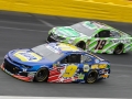May 27, 2018: Monster Energy NASCAR Cup Series drivers Chase Elliott (9) and Daniel Suarez (19) race for position off of turn four during the Coca-Cola 600 in Concord, NC.  Jonathan Huff/CSM
