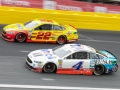 May 27, 2018: Monster Energy NASCAR Cup Series drivers Kevin Harvick (4) and Joey Logano (22) race for position off of turn four during the Coca-Cola 600 in Concord, NC.  Jonathan Huff/CSM