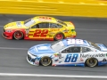 May 27, 2018: Monster Energy NASCAR Cup Series drivers Alex Bowman (88) and Joey Logano (22) race for position off of turn four during the Coca-Cola 600 in Concord, NC.  Jonathan Huff/CSM
