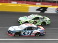 May 27, 2018: Monster Energy NASCAR Cup Series drivers Darrell Wallace Jr. (43) and Daniel Suarez (19) race for position off of turn four during the Coca-Cola 600 in Concord, NC.  Jonathan Huff/CSM