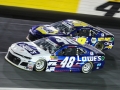 May 27, 2018: Monster Energy NASCAR Cup Series drivers Jimmie Johnson (48) and Chase Elliott (9) race off of turn four during the Coca-Cola 600 in Concord, NC.  Jonathan Huff/CSM