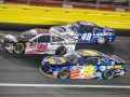May 27, 2018: Monster Energy NASCAR Cup Series drivers Chase Elliott (9), Aric Almirola (10), and Jimmie Johnson (48) race three wide off of turn four during the Coca-Cola 600 in Concord, NC.  Jonathan Huff/CSM