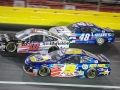 May 27, 2018: Monster Energy NASCAR Cup Series drivers Chase Elliott (9), Aric Almirola (10), and Jimmie Johnson (48) race three wide off of turn four during the Coca-Cola 600 in Concord, NC.  Jonathan Huff/CSM