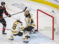 May 14, 2019: Boston Bruins goaltender Tuukka Rask (40) makes a stick save during game 3 of the NHL Eastern Conference Championship series between the Boston Bruins and the Carolina Hurricanes held at PNC Arena in Raleigh, NC. Jonathan Huff/CSM