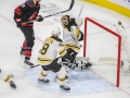 May 14, 2019: Boston Bruins goaltender Tuukka Rask (40) makes a stick save during game 3 of the NHL Eastern Conference Championship series between the Boston Bruins and the Carolina Hurricanes held at PNC Arena in Raleigh, NC. Jonathan Huff/CSM