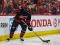 May 14, 2019: Carolina Hurricanes defenseman Calvin de Haan (44) tries to clear the punk from his zone during game 3 of the NHL Eastern Conference Championship series between the Boston Bruins and the Carolina Hurricanes held at PNC Arena in Raleigh, NC. Boston defeats Carolina 2-1. Jonathan Huff/CSM