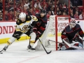 May 14, 2019: Boston Bruins right wing Chris Wagner (14) looks for a shot on goal during game 3 of the NHL Eastern Conference Championship series between the Boston Bruins and the Carolina Hurricanes held at PNC Arena in Raleigh, NC. Boston defeats Carolina 2-1. Jonathan Huff/CSM