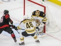 May 16, 2019: Boston Bruins goaltender Tuukka Rask (40) makes a pad save during game 4 of the NHL Eastern Conference Championship series between the Boston Bruins and the Carolina Hurricanes held at PNC Arena in Raleigh, NC. Jonathan Huff/CSM