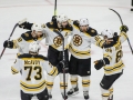 May 16, 2019: The Boston Bruins celebrate a second period goal during game 4 of the NHL Eastern Conference Championship series between the Boston Bruins and the Carolina Hurricanes held at PNC Arena in Raleigh, NC. Boston defeats Carolina 4-0. Jonathan Huff/CSM