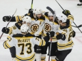 May 16, 2019: The Boston Bruins celebrate a second period goal during game 4 of the NHL Eastern Conference Championship series between the Boston Bruins and the Carolina Hurricanes held at PNC Arena in Raleigh, NC. Boston defeats Carolina 4-0. Jonathan Huff/CSM