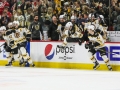 May 16, 2019: The Boston Bruins celebrate winning the NHL Eastern Conference Championship series between the against the Carolina Hurricanes held at PNC Arena in Raleigh, NC. Boston defeats Carolina 4-0. Jonathan Huff/CSM