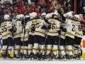 May 16, 2019: The Boston Bruins celebrate winning the NHL Eastern Conference Championship series between the against the Carolina Hurricanes held at PNC Arena in Raleigh, NC. Boston defeats Carolina 4-0. Jonathan Huff/CSM