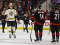 May 16, 2019: Boston Bruins defenseman Zdeno Chara (33) and Carolina Hurricanes right wing Justin Williams (14) meet at center ice to shake hands after game 4 of the NHL Eastern Conference Championship series between the Boston Bruins and the Carolina Hurricanes held at PNC Arena in Raleigh, NC. Boston defeats Carolina 4-0. Jonathan Huff/CSM