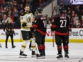 May 16, 2019: Boston Bruins defenseman Zdeno Chara (33) and Carolina Hurricanes right wing Justin Williams (14) shake hands after game 4 of the NHL Eastern Conference Championship series between the Boston Bruins and the Carolina Hurricanes held at PNC Arena in Raleigh, NC. Boston defeats Carolina 4-0. Jonathan Huff/CSM