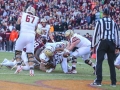 November 3, 2018: Boston College Eagles running back AJ Dillon (2) reaches the ball across the line to score a touchdown during NCAA football action between the Boston College Eagles and the Virginia Tech Hokies at Lane Stadium in Blacksburg, VA. Jonathan Huff/CSM