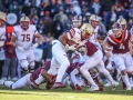November 3, 2018: Boston College Eagles running back AJ Dillon (2) tries to break free of Virginia Tech defenders during NCAA football action between the Boston College Eagles and the Virginia Tech Hokies at Lane Stadium in Blacksburg, VA. Jonathan Huff/CSM