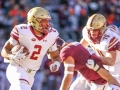 November 3, 2018: Boston College Eagles running back AJ Dillon (2) looks for an opening out of his backfield during NCAA football action between the Boston College Eagles and the Virginia Tech Hokies at Lane Stadium in Blacksburg, VA. Jonathan Huff/CSM