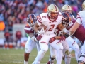 November 3, 2018: Boston College Eagles running back AJ Dillon (2) tries to break free of Virginia Tech defenders during NCAA football action between the Boston College Eagles and the Virginia Tech Hokies at Lane Stadium in Blacksburg, VA. Jonathan Huff/CSM