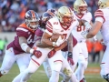 November 3, 2018: Boston College Eagles running back AJ Dillon (2) tries to break free of Virginia Tech defenders during NCAA football action between the Boston College Eagles and the Virginia Tech Hokies at Lane Stadium in Blacksburg, VA. Jonathan Huff/CSM