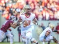 November 3, 2018: Boston College Eagles quarterback Anthony Brown (13) looks for an open receiver during NCAA football action between the Boston College Eagles and the Virginia Tech Hokies at Lane Stadium in Blacksburg, VA. Jonathan Huff/CSM