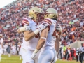 November 3, 2018: Boston College Eagles tight end Korab Idrizi (85) and teammates celebrate his touchdown in the third quarter during NCAA football action between the Boston College Eagles and the Virginia Tech Hokies at Lane Stadium in Blacksburg, VA. Jonathan Huff/CSM