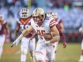 November 3, 2018: Boston College Eagles tight end Korab Idrizi (85) breaks past the Virginia Tech defense to score a touchdown in the third quarter during NCAA football action between the Boston College Eagles and the Virginia Tech Hokies at Lane Stadium in Blacksburg, VA. Jonathan Huff/CSM