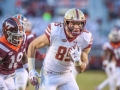 November 3, 2018: Boston College Eagles tight end Korab Idrizi (85) breaks past the Virginia Tech defense to score a touchdown in the third quarter during NCAA football action between the Boston College Eagles and the Virginia Tech Hokies at Lane Stadium in Blacksburg, VA. Jonathan Huff/CSM