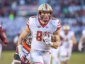 November 3, 2018: Boston College Eagles tight end Korab Idrizi (85) breaks past the Virginia Tech defense to score a touchdown in the third quarter during NCAA football action between the Boston College Eagles and the Virginia Tech Hokies at Lane Stadium in Blacksburg, VA. Jonathan Huff/CSM
