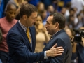 December 28, 2019: Brown Bears head coach Mike Martin and Duke Blue Devils head coach Mike Krzyzewski shake hands before NCAA basketball action between the Brown Bears and the Duke University Blue Devils at Cameron Indoor Stadium Durham, NC. Jonathan Huff/CSM