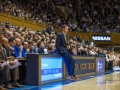 December 28, 2019: Brown Bears head coach Mike Martin leans against the dunk scoring table between plays during NCAA basketball action between the Brown Bears and the Duke University Blue Devils at Cameron Indoor Stadium Durham, NC. Jonathan Huff/CSM