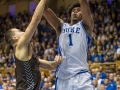 December 28, 2019: Duke Blue Devils center Vernon Carey Jr. (1) shoots a contested shot during NCAA basketball action between the Brown Bears and the Duke University Blue Devils at Cameron Indoor Stadium Durham, NC. Jonathan Huff/CSM