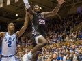 December 28, 2019: Brown Bears forward Tamenang Choh (25) is fouled on a dunk attempt by Duke Blue Devils guard Cassius Stanley (2) during NCAA basketball action between the Brown Bears and the Duke University Blue Devils at Cameron Indoor Stadium Durham, NC. Jonathan Huff/CSM