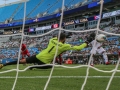 June 23, 2019: Cuba goalkeeper Sandy Sanchez (1) tires to make a diving stop during the CONCACAF Gold Cup soccer match between Canada and Cuba held at Bank of America Stadium in Charlotte, NC. Jonathan Huff/CSM