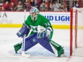December 23, 2018: Carolina Hurricanes goaltender Petr Mrazek (34) stands guard over the Hurricanes net during the NHL game between the Boston Bruins and the Carolina Hurricanes at PNC Arena in Raleigh, NC. Jonathan Huff/CSM