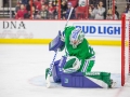 December 23, 2018: Carolina Hurricanes goaltender Petr Mrazek (34) makes a glove save during the NHL game between the Boston Bruins and the Carolina Hurricanes at PNC Arena in Raleigh, NC. Jonathan Huff/CSM