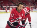December 11, 2018: Carolina Hurricanes defenseman Justin Faulk (27) skates around before the NHL game between the Toronto Maple Leafs and the Carolina Hurricanes at PNC Arena in Raleigh, NC. Jonathan Huff/CSM