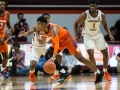 January 4, 2020: Clemson Tigers guard Clyde Trapp (0) looks for an opening in the Virginia Tech defense during NCAA basketball action between the Clemson Tigers and the Virginia Tech Hokies at Cassell Coliseum Blacksburg, VA. Jonathan Huff/CSM