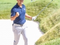 May 7, 2018: Xander Schauffele celebrates after chipping in for eagle on the 17th hole during the third round of A Military Tribute at The Greenbrier in White Sulphur Springs, WV. Jonathan Huff/CSM