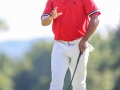 May 7, 2018: Harold Varner III waves to fans after making a birdie putt on the 17th hole during the third round of A Military Tribute at The Greenbrier in White Sulphur Springs, WV. Jonathan Huff/CSM