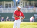 May 7, 2018: Harold Varner III watches his first shot from the tee box on the 18th hole during the third round of A Military Tribute at The Greenbrier in White Sulphur Springs, WV. Jonathan Huff/CSM
