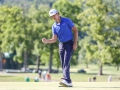 May 8, 2018: Kelly Kraft fist pumps after making a birdie putt on the 18th hole during the final round of A Military Tribute at The Greenbrier in White Sulphur Springs, WV. Jonathan Huff/CSM