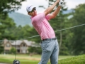 May 5, 2018: David Hearn watches his drive on the 8th hole during the opening round of A Military Tribute at The Greenbrier in White Sulphur Springs, WV. Jonathan Huff/CSM