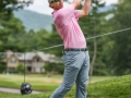 May 5, 2018: David Hearn watches his drive on the 8th hole during the opening round of A Military Tribute at The Greenbrier in White Sulphur Springs, WV. Jonathan Huff/CSM