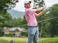 May 5, 2018: David Hearn watches his drive on the 8th hole during the opening round of A Military Tribute at The Greenbrier in White Sulphur Springs, WV. Jonathan Huff/CSM