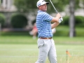 May 5, 2018: Brandon Harkins watches his drive on the 11th hole during the opening round of A Military Tribute at The Greenbrier in White Sulphur Springs, WV. Jonathan Huff/CSM