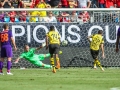 July 22, 2018: Borussia Dortmund midfielder Christian Pulisic (22) scores off a penalty kick in the second half during International Champions Cup action between the Liverpool FC vs Borussia Dortmund in Charlotte, NC. Jonathan Huff/CSM